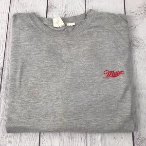 Vintage MILLER  Men's Embroidered  Red Classic Logo Short Sleeve Shirt